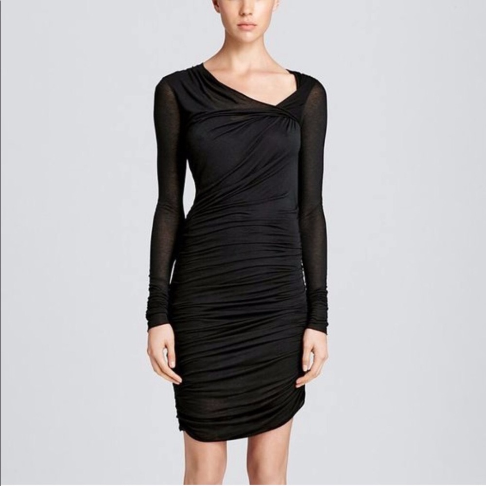 Helmut Lang Ruched Long Sleeve Dress